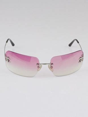 chanel pink gradient rimless rhinestone cc logo sunglasses|CHANEL.